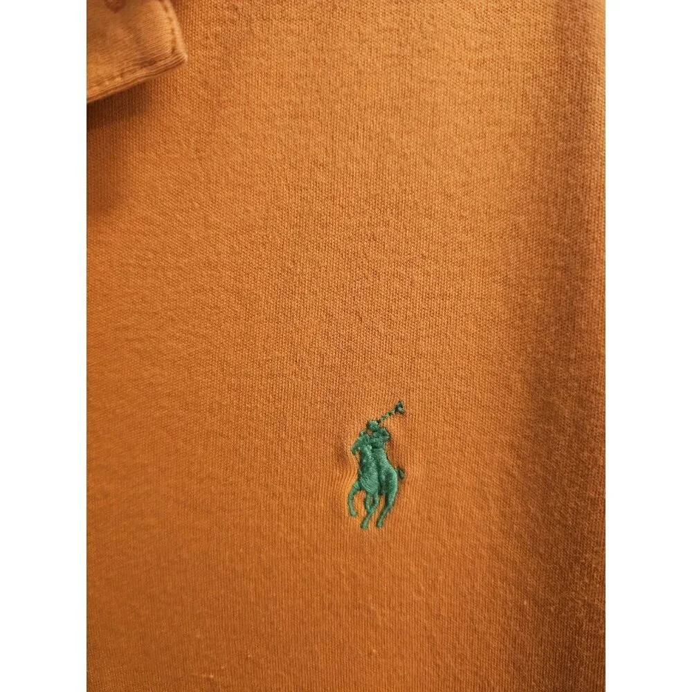 Ralph Lauren Polo Shirt Mens Large Orange Short Sleeve Pony Golf